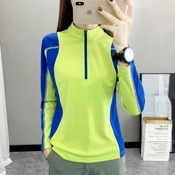 Women Hiking T-shirts Elastic Breathable Quick Dry Hiking T Shirt Women Trekking Long Sleeve T Shirt Outdoor Sports Gym T-shirt