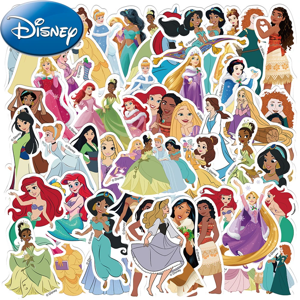 

10/30/50/100pcs Disney Princess Snow White Cinderella Jasmine Stickers Cute Cartoon Toy Decals Laptop Phone Case Luggage Sticker