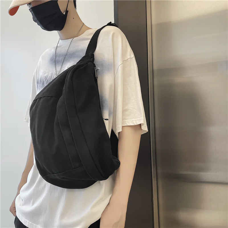 Fashion Trend Waist Bags Unisex Canvas Chest packs Phone Pack Street Hip hop Belt Bags Large capacity Ladies Crossbody Chest Bag