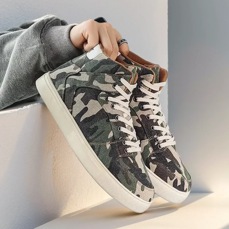 Hip hop Camouflage Shoes Men Casual Sneakers High Top Plaform Comfy Big size 47 Men Running Board Shoes Trend Tenis masculino