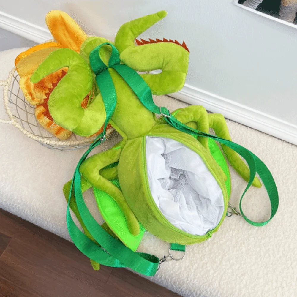 Cute Green Mantis Backpack Soft Adjustable Insect Stuffed Backpack Lightweight Cartoon Animal Rucksack Gift