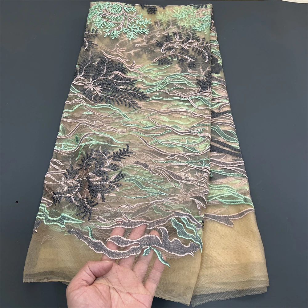 

Новейшая африканская кружевная ткань 2025 года, высокое качество, ткань по метрам, блестки, тюль, свадебные платья, вышивка, сетка, ткань, 5 ярдов