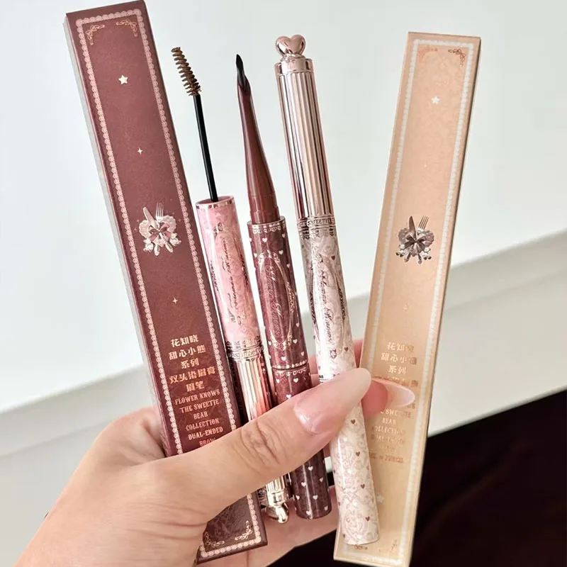 Flor sabe querida urso sobrancelha matiz creme névoa macia lápis de sobrancelha à prova dwaterproof água de longa duração filme-formando maquiagem de sobrancelha