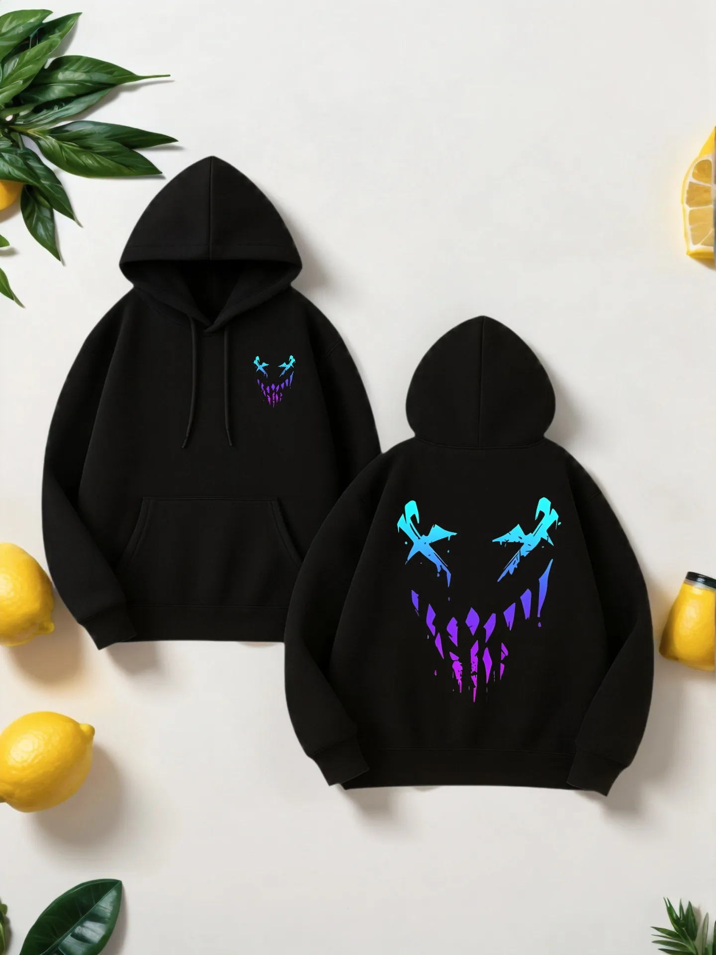 هوديي برسومات جرافيك للرجال، نمط ملابس الشارع مع طباعة كرتونية، قماش ناعم، للارتداء اليومي، للشباب