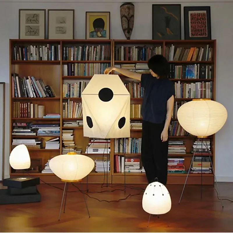 

Japanese Akari Noguchi Rice Paper Floor Lamp LED E27 Wabi Sabi Vintage Standing Light Home Decor Living Room Bedroom Bedside Bar