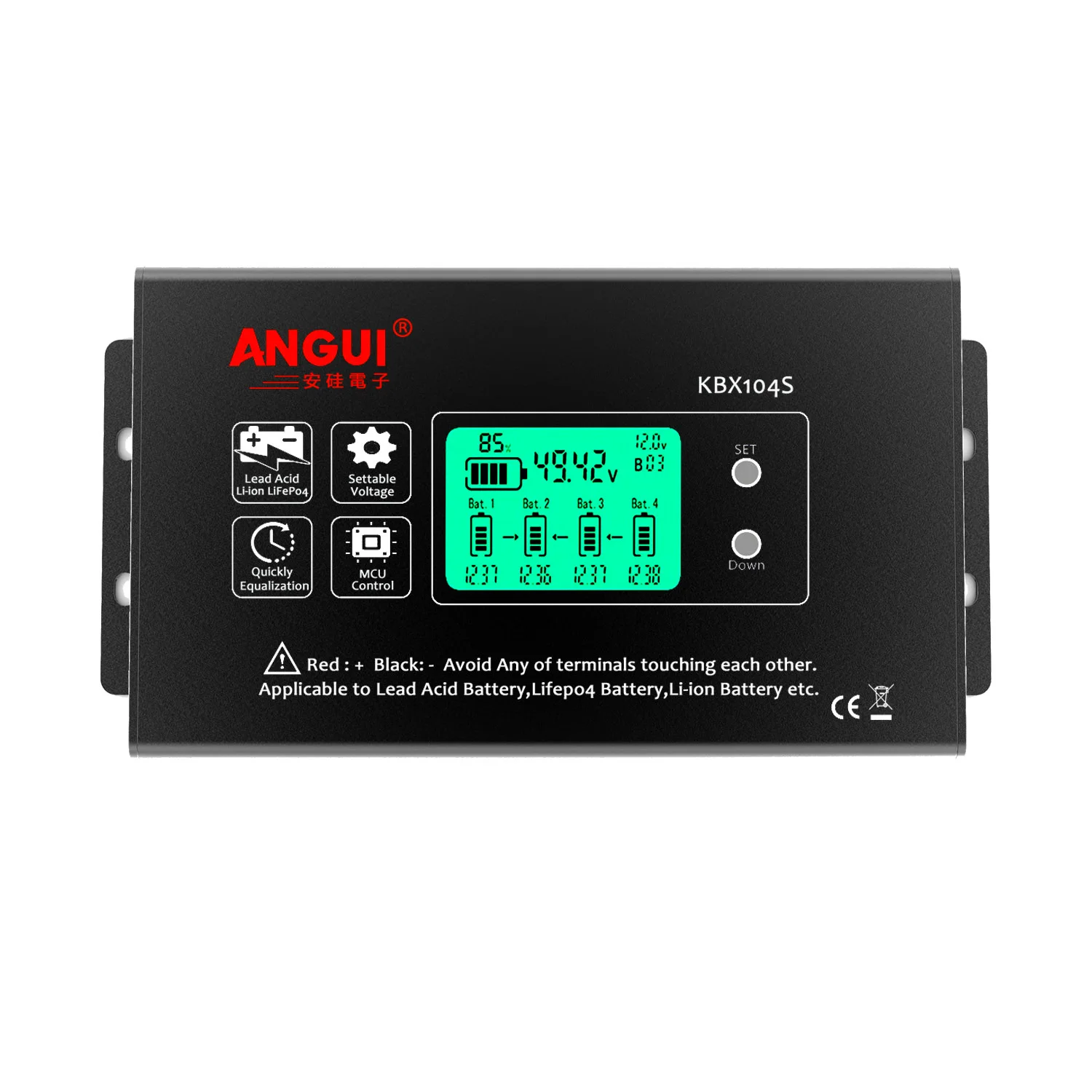 ANGUI Battery Equalizer KBX104S LCD 4S 12V 24V 36V 48V Connect Voltage Active Balancer Lead acid Batteries Monitor