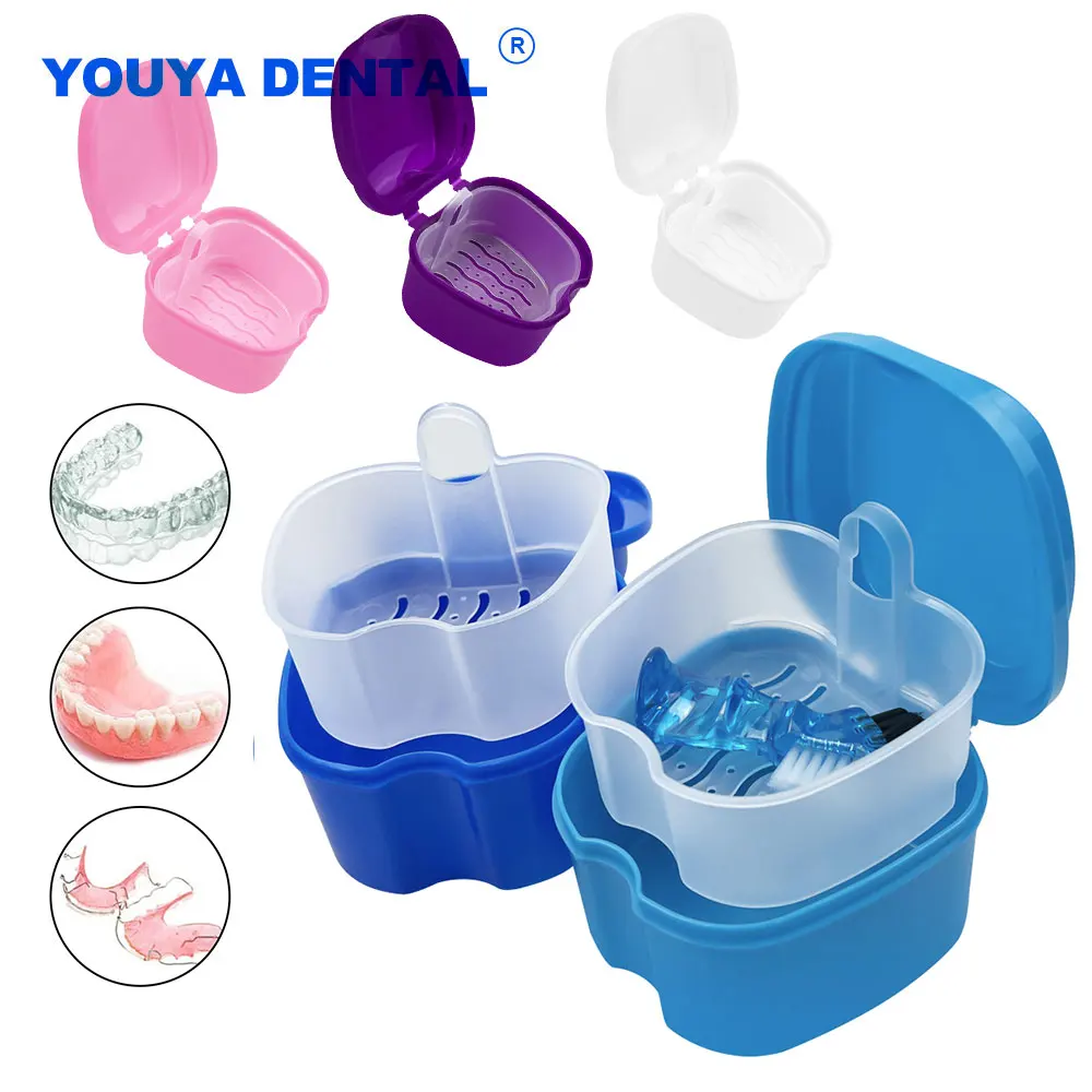 

False Teeth Case Dental Retainer Denture Bath Box Mouth Guard Orthodontic Cleaning Artificial Tooth Holder Oral Hygiene Supplies