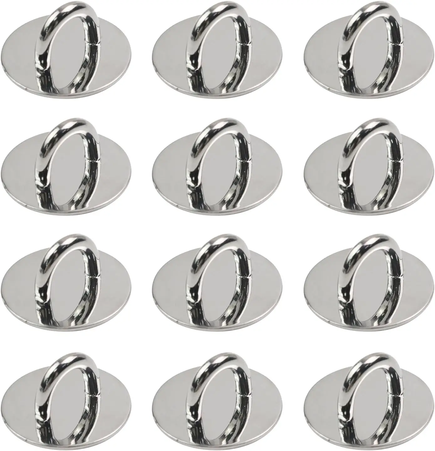 

12Pcs Phone Charm Hook Adhesive Metal Phone Finger Grip Hook Cell Phone Ring Holder Stand for DIY Accessories (Round, Silver)