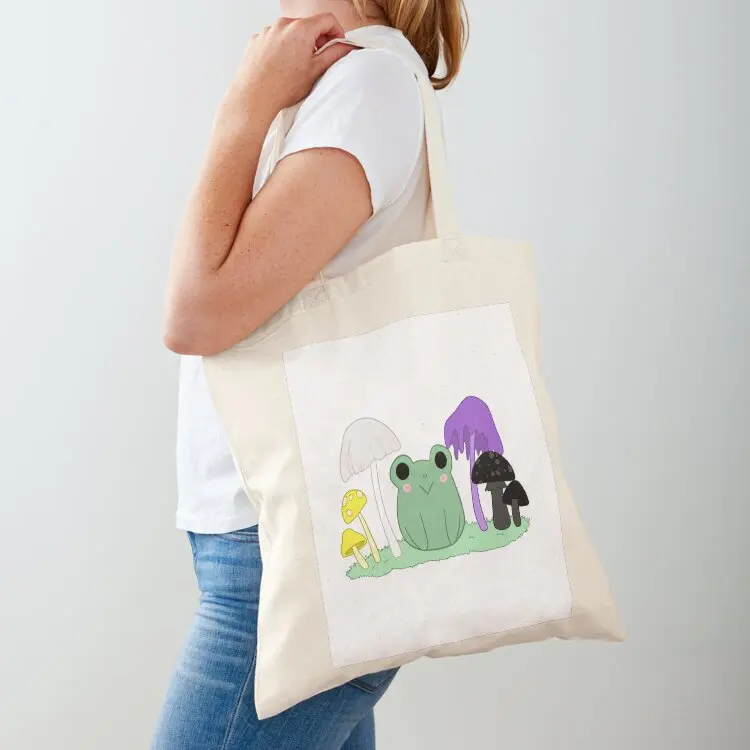 

Non-binary frog and mushrooms Tote Bag shopper bag woman Women's bag Canvas tote men