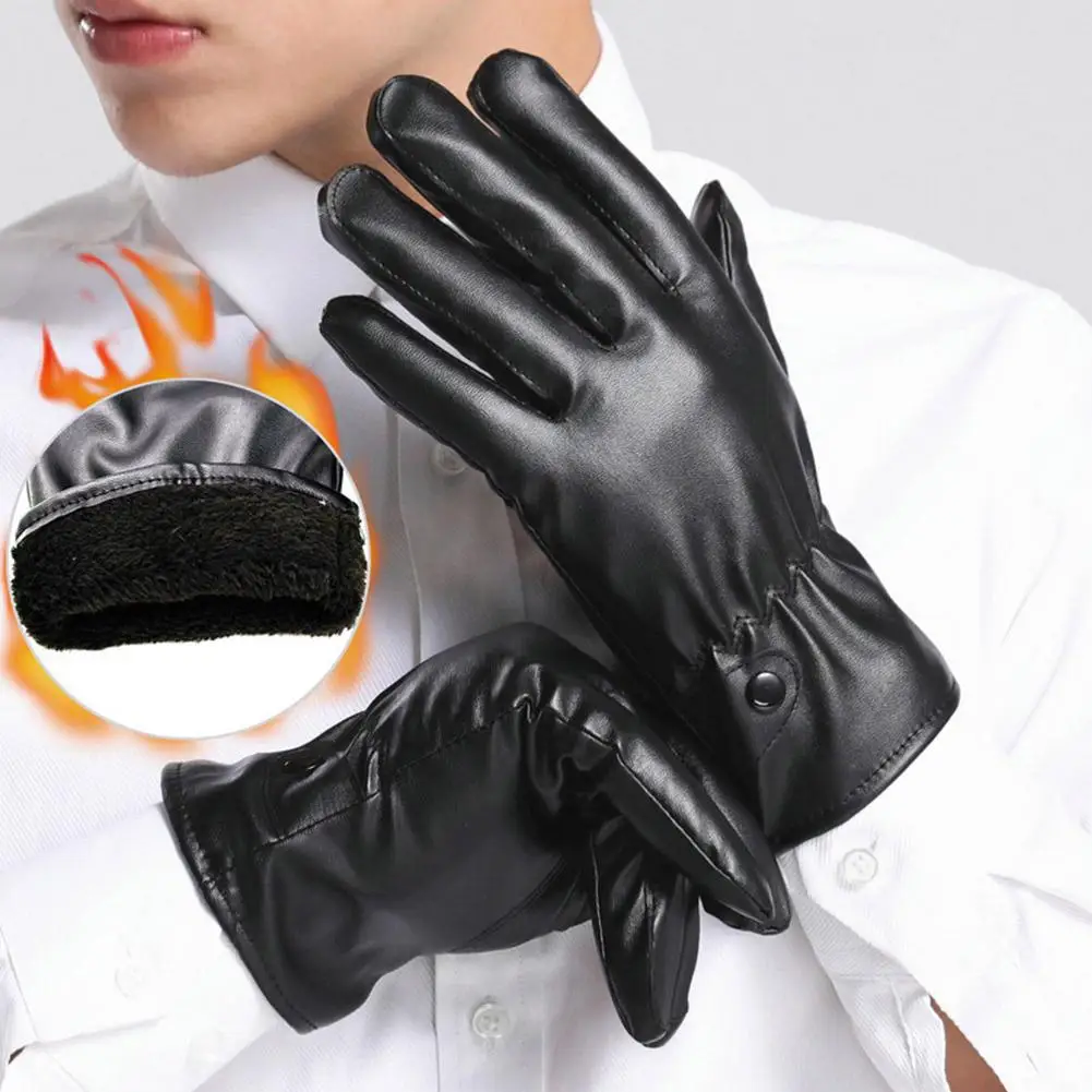 Nuevos guantes de cuero Pu para hombres y mujeres, además de guantes cálidos de terciopelo con pantalla táctil para exteriores, guantes de invierno para motocicleta, guantes de ciclismo impermeables