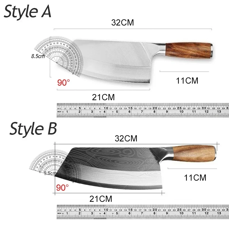 Japanese Kitchen Knife Chef Knife Slicing Meat Cleaver Butcher High Carbon Stainless Steel Laser Kitchen Knives Wood Handle