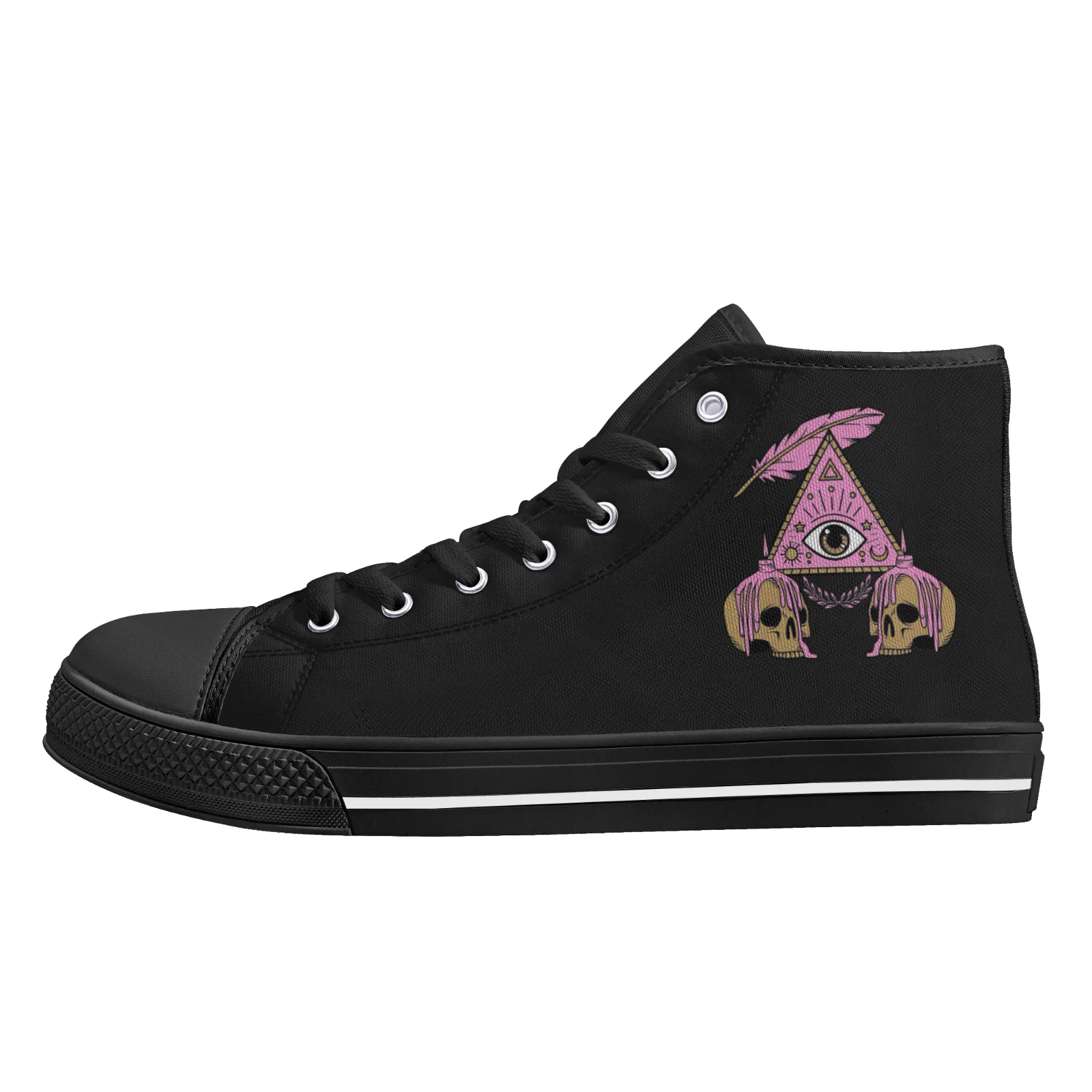 

Custom Shoes Skull Graphic Men's Classic High Top Canvas Shoes Women Vulcanized Shoes Teenage Flats Sneakers Footwears