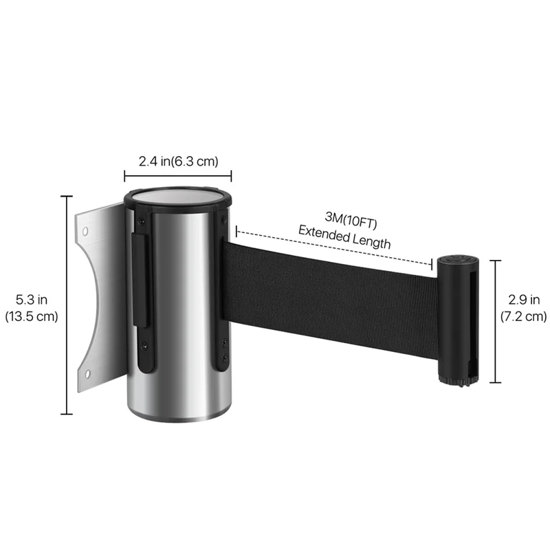 【NOVO】 Barreira de cinto retrátil para controle de multidão - Cinto de barreira de segurança montado na parede de 10 pés, divisores de linha de fila com cinto de nylon fácil em
