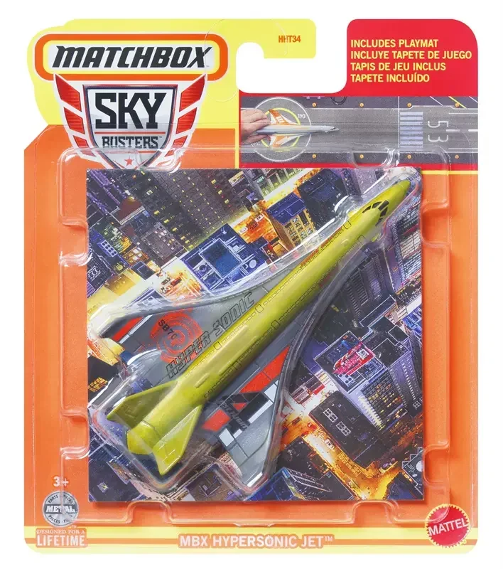 Mattel-coche Matchbox Sky Buster 1/64 Original para niños, juguetes SpaceX Starship MBX Stunt Plane Boeing 747-400 Airbus Twin Engine Blaze