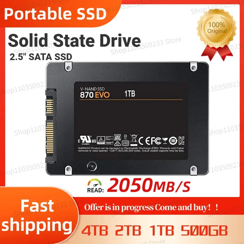 Original 8TB 4TB SSD 870EVO 1TB 2TB Internal Solid State Disk HDD Hard Drive SATA3 2.5 inch Laptop Desktop PS5 PC MLC disco duro