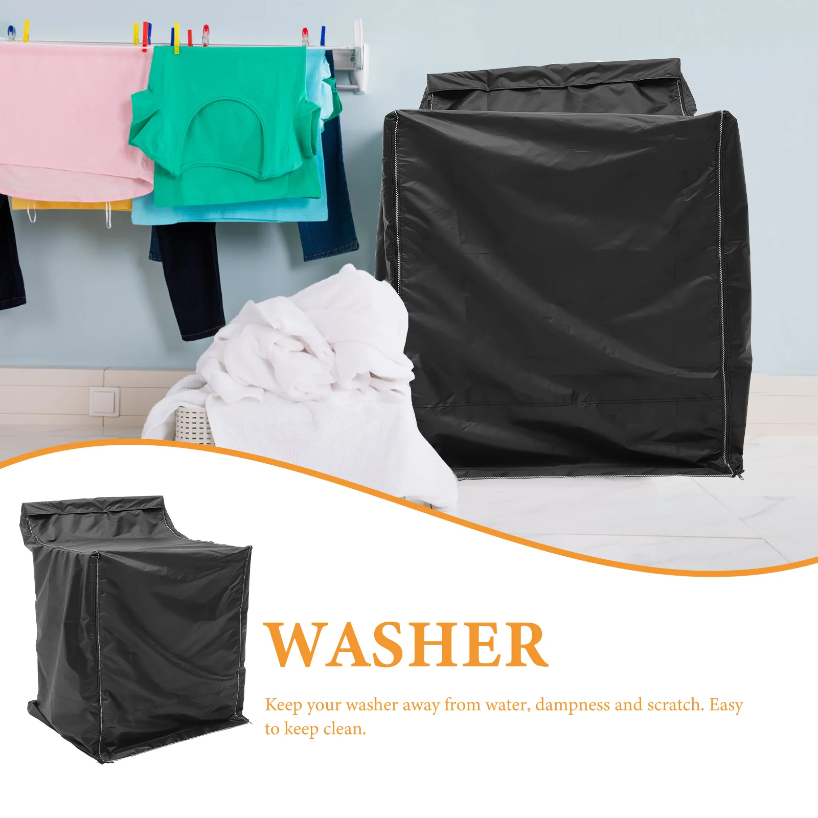 

Waterproof Washing Machine Cover Durable Washer Protector Zipper Design for Kitchen Bathroom Balcony Dryer Protection