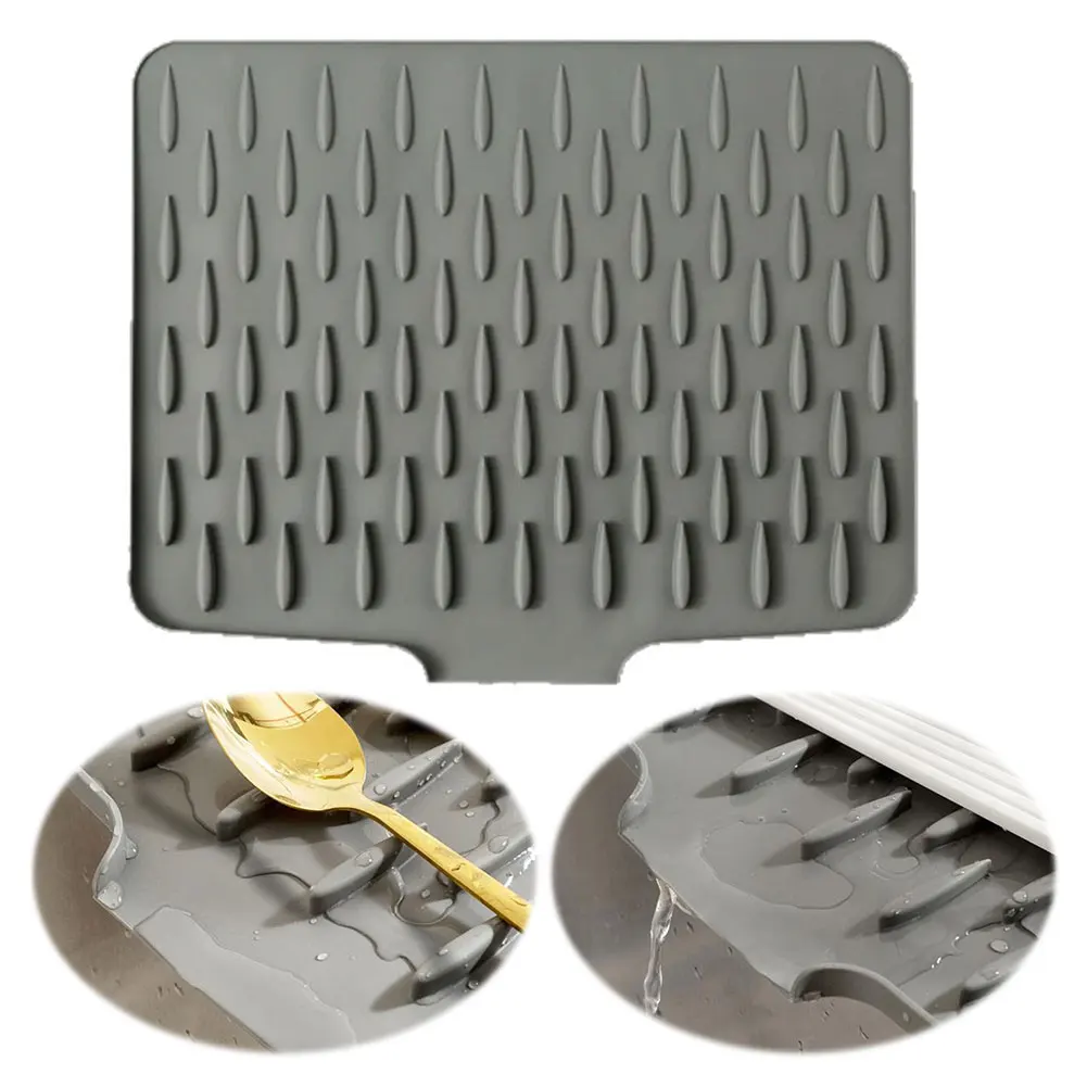 

Кухонный силиконовый коврик для сушки посуды, впитывающий и нескользящий большой сушилка для столовых приборов для посуды, чашек и столовых приборов