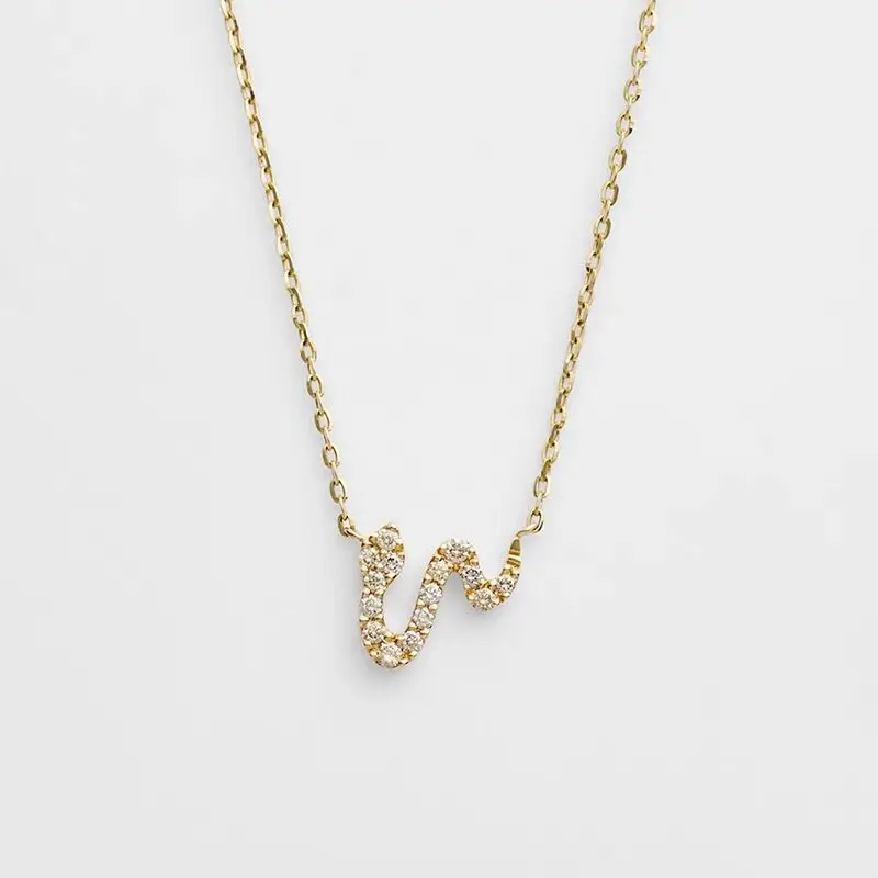 

CCFJOYAS 925 Sterling Silver Plated 18k Gold Snake Pendant Necklace Punk Rock Full Zircon Collarbone Chain Party Jewelry