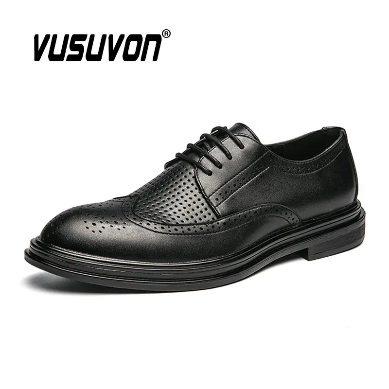 Men Derby Shoes Fashion Dress Classic Brogue Oxfords Loafers Black Causal Business Footwear For Party Big Size 37-46