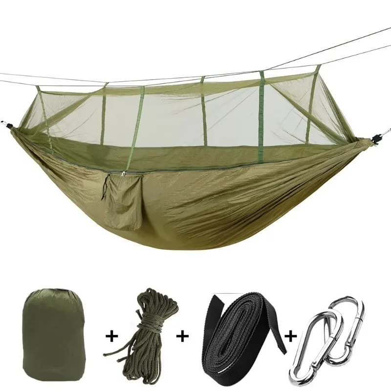 260*140cm 2 Persons Outdoor Tree Swing Parachute Mosquito Net Bed Ultralight Pink Nylon Folding Camping Hanging Tent Hammock
