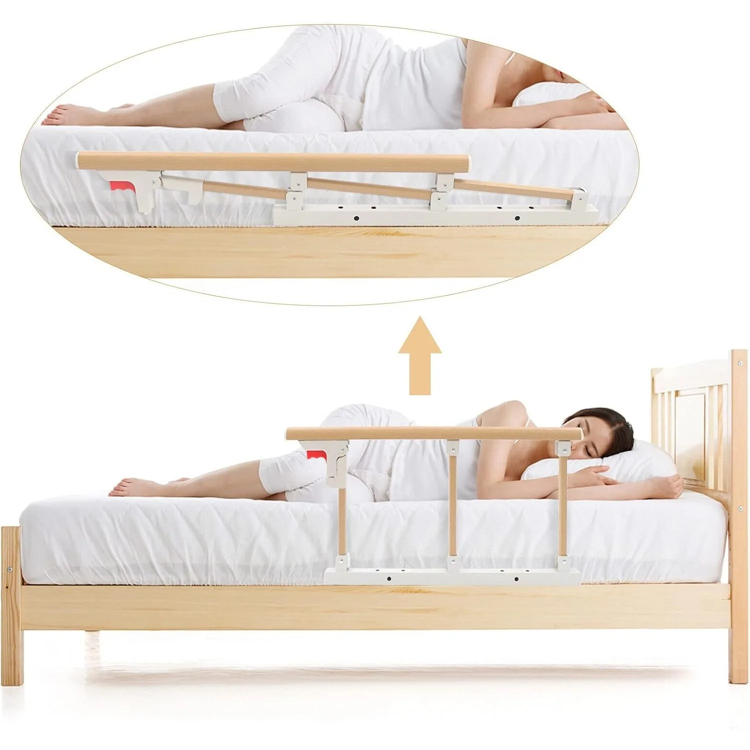 Bed Rail Side Guard for Elderly - Folding Safety Assist Railing, Prevent Falling, Medical Bedside Support Handle