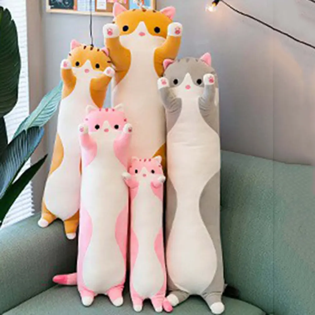 Cute Plush Toys Plush Cat Doll Soft Stuffed Kitten Pillow Children Knee Pillows Sleep Long Plush Toys Gift For Kids Girlfriend