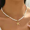 Fashionable  Natural Seashell Beaded Necklace Shell Pendant Ocean Inspired Jewelry Choker Suitable For Women Holiday Party Daily