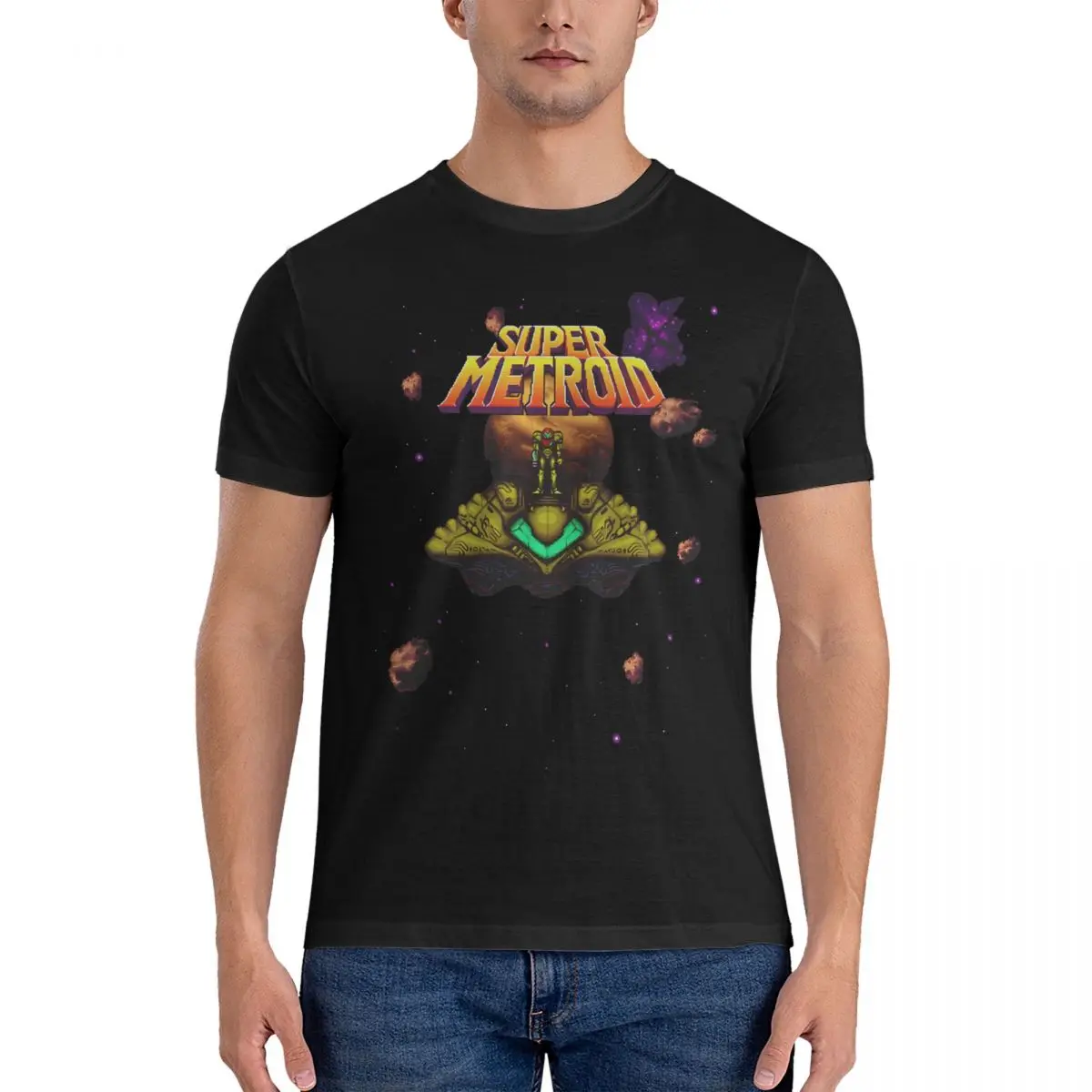 Men's T-Shirts Tremendous Vintage 100% Cotton Tee Shirt Short Sleeve Super Metroid T Shirt Round Neck Clothing Graphic Printed