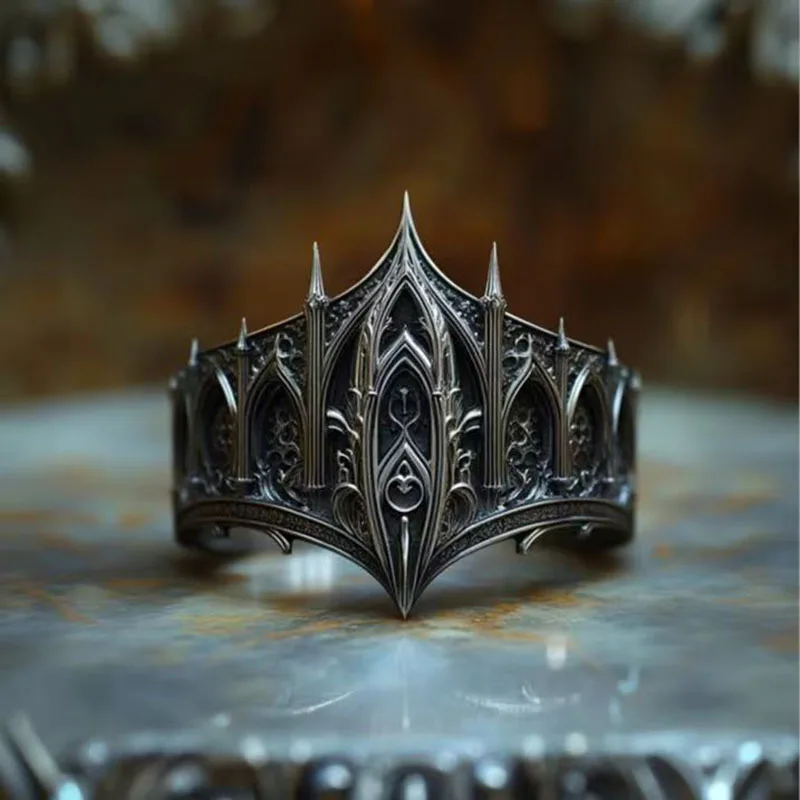 

Gothic Castle Ring Dark Personality Finger Ring European Retro Trendy Jewelry For Men Women