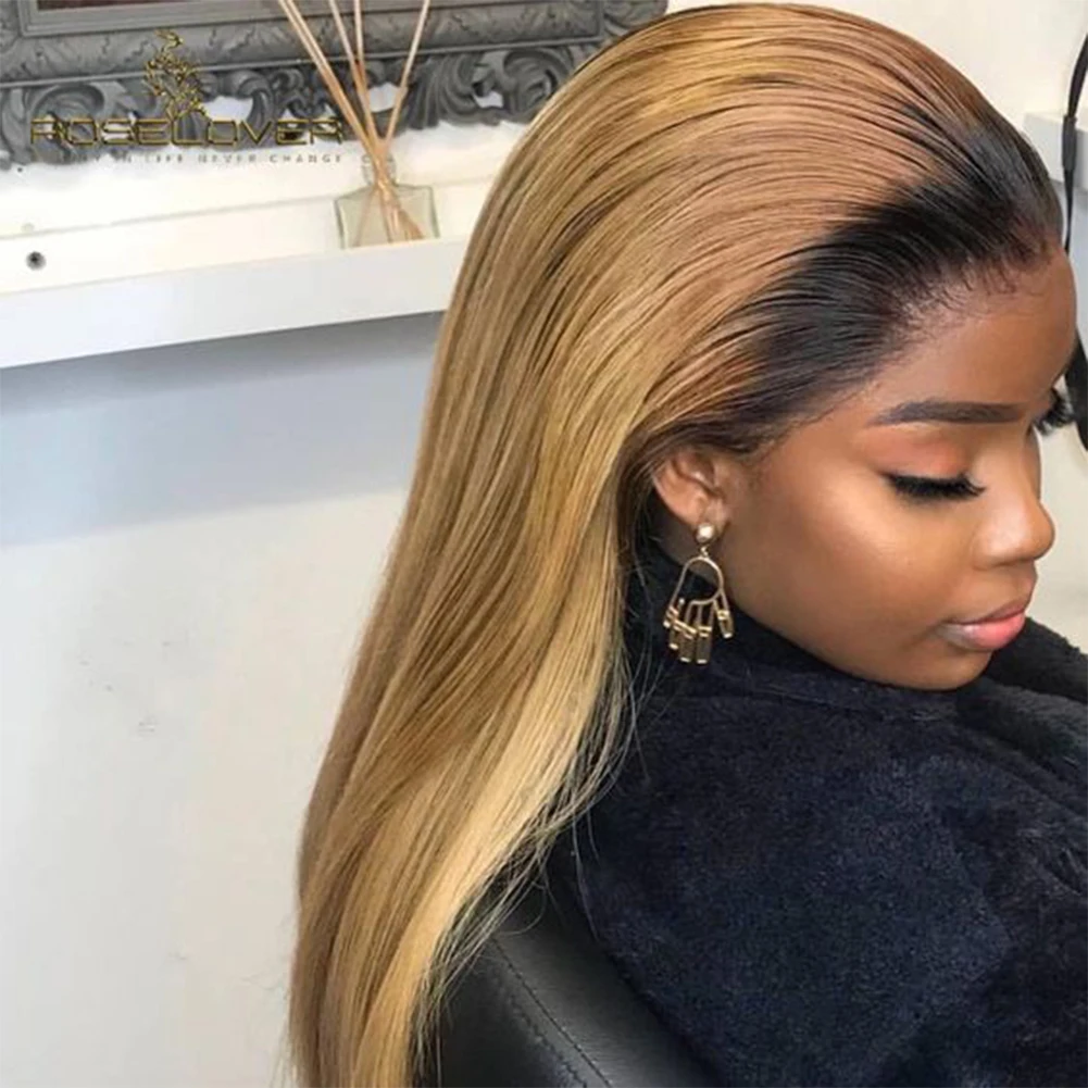 Ombre Коричневый Блондин Прямой Мягкий Натуральный Волос 180 Плотность 26 дюймов Длинный Парик Фронта Шнурка Для Чернокожих Женщин С Волосами Младенца Предварительно Сорванные