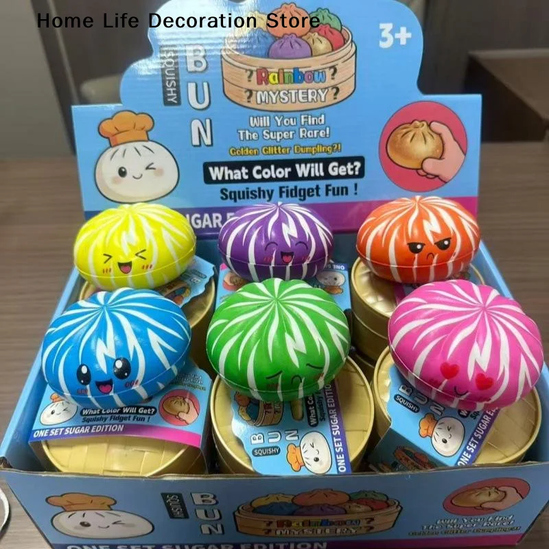 1pcs Random Mysteries Rainbow Dumplings Ornament Slow Rising Stress Relief Fidget Toys Desk Accessories Party Gift For Kid Adult