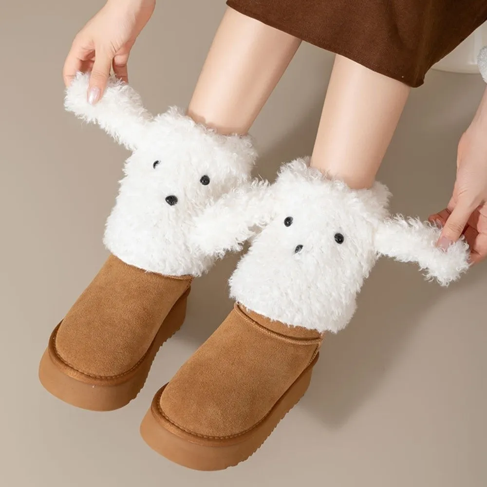 

Cute Y2K Puppy Leg Warmers Spicy Girls Lolita Dog Ears Foot Cover Warm Wind Protection Plush Boots Cover Streetwear