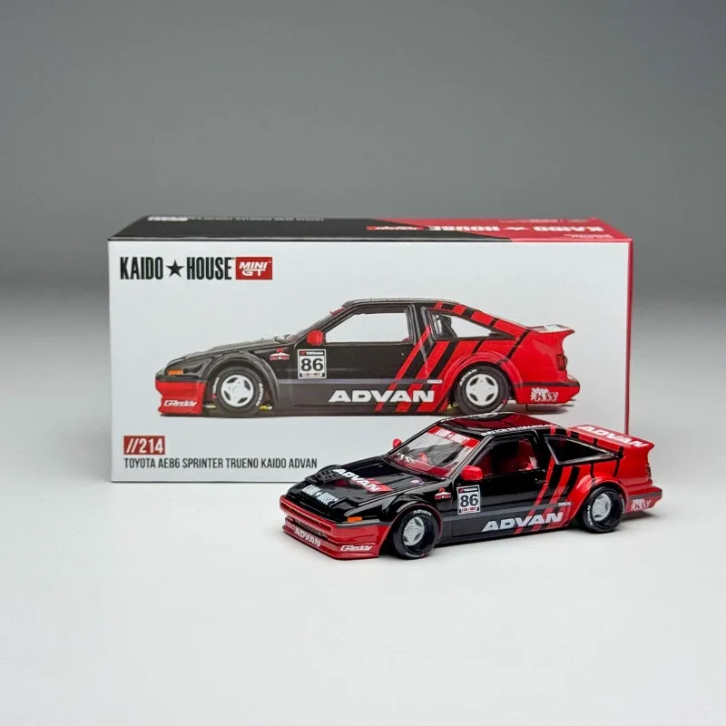 In stock 1:64 #214 AE86 ADVAN alloy replica vehicle model, boy toy gift, room collection statue