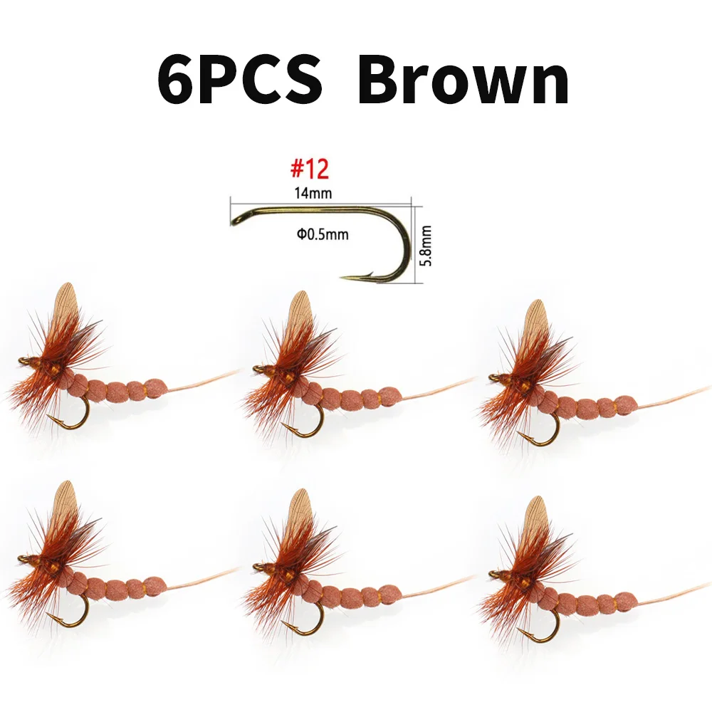 6 stuks # 10 # 12 # 14 CDC Feather Wing Mayfly Extended Body Mayfly Droge Vlieg Vliegvisvliegen Forel Baars Vissen Lokmiddelen