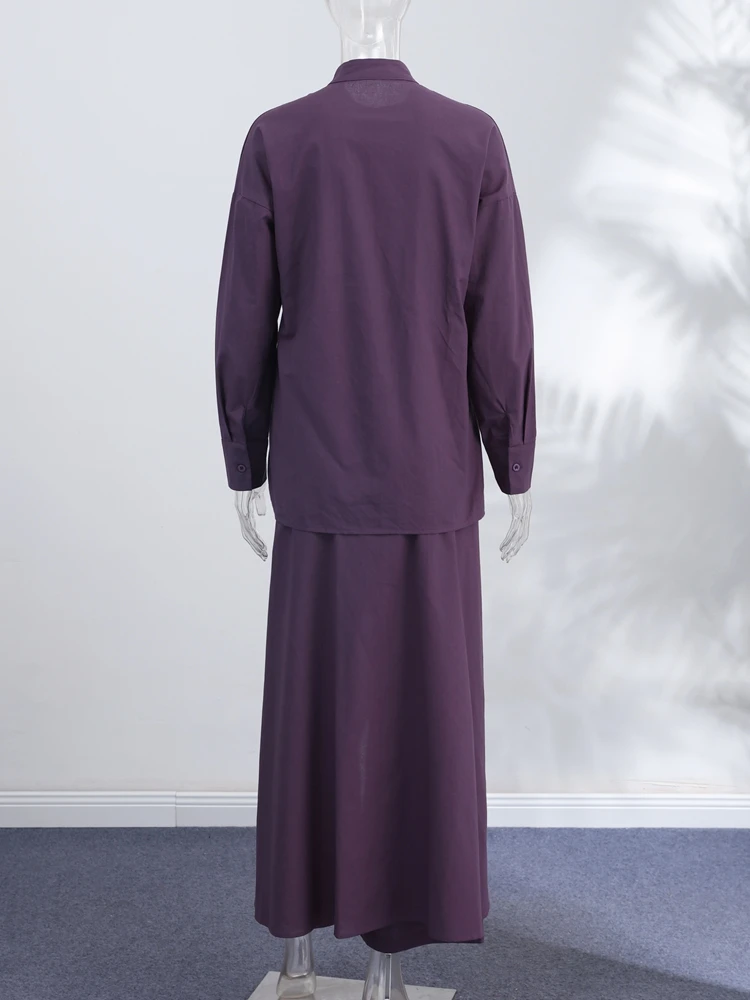 Spitzenrock, Hemd, weit geschnittene Hose, 3-teiliger Anzug für Damen, elegante Bluse mit Reverskragen, langen Ärmeln und Einreiher, Old-Money-Outfit – Detail 9