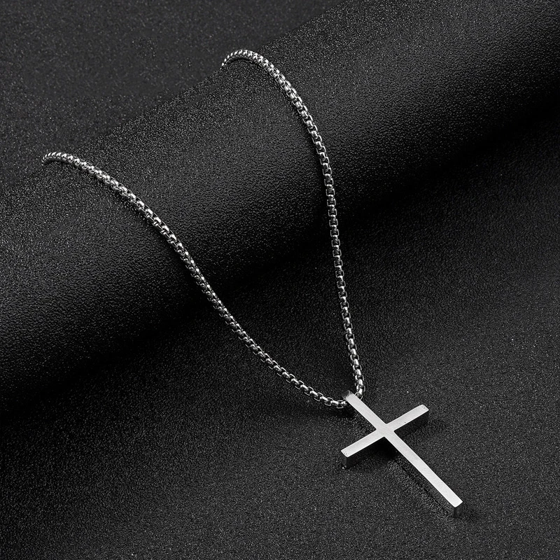 Stainless Steel Cross Pendant Necklace for Men Women Minimalist Jewelry Male Female Necklaces Chokers Silver Gold Black Color