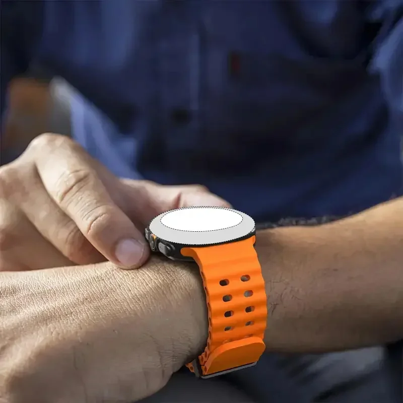 Silicone Ocean strap for Apple Watch Band 42mm 46 44mm 45mm 49mm Breathable Bracelet for iwatch series 9/8/7/6/5/4/se ultra band