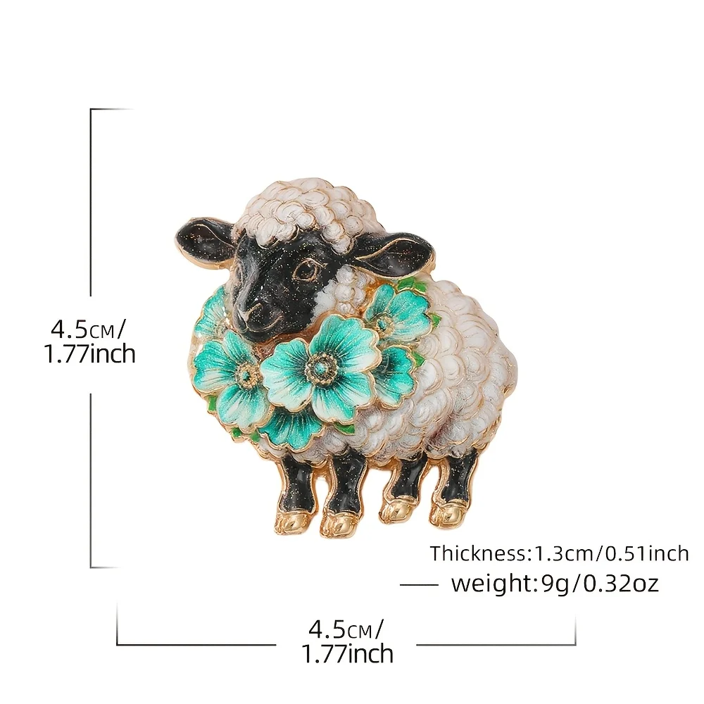 1pc Multi-Color Glitter Enamel Bouquet Scarf Curly Sheep Brooch Daily Holiday Zodiac Sheep Wearable Accessory Pin Jewelry