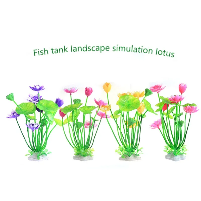 Aquarium Artificial Lotus Plants Simulated Water Grass Fish Tank Decoration Landscape Ornament Water Grass Lotus Flower Ornament