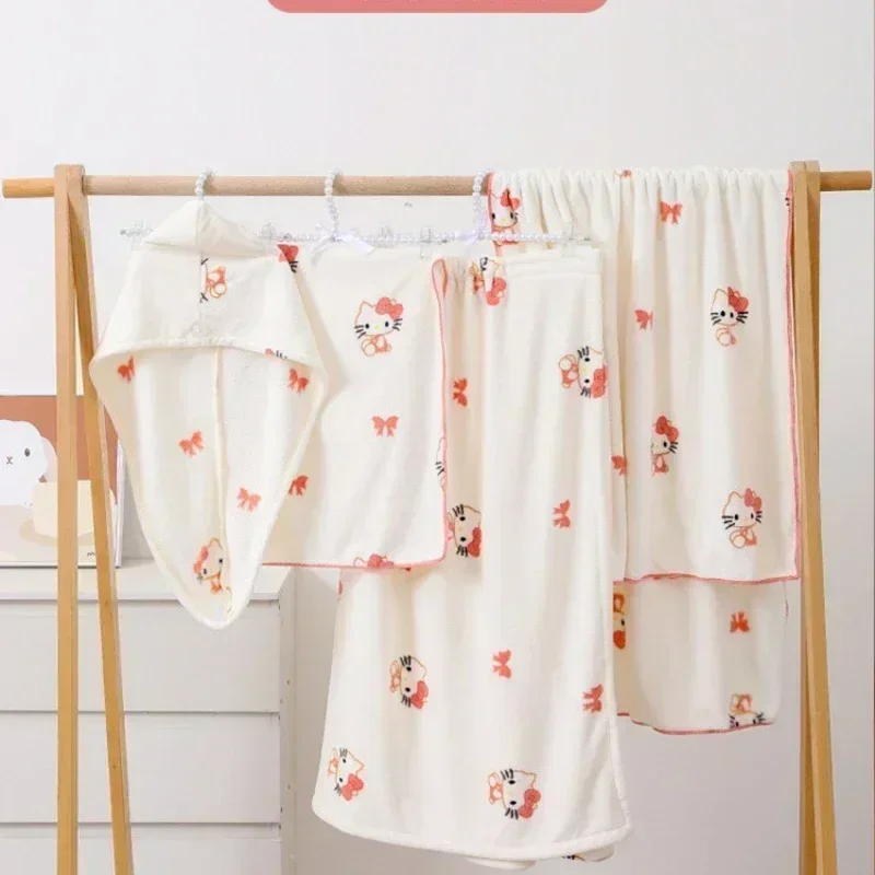 

Sanrio Hello Kitty Towel Cute Cartoon Anime KT Cat Kawaii Bath Towel Water Absorbing Headscarf Bathroom Supplies Holiday Gifts