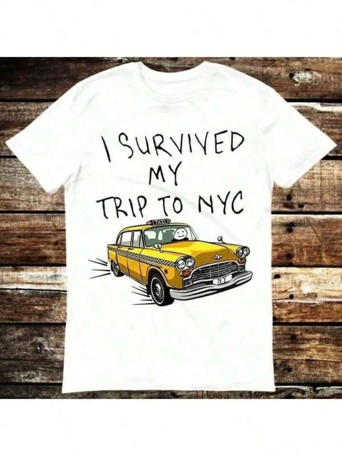 T Shirt Print ,Graphic-Cotton Tees Size Plus,I Survived My Trip To NYC T Shirt New York City Spider Tom Yellow Taxi Meme Gift Funny Tee Vintage Style Unisex Gamer Cult Movie Music 6029,Men Shirts 