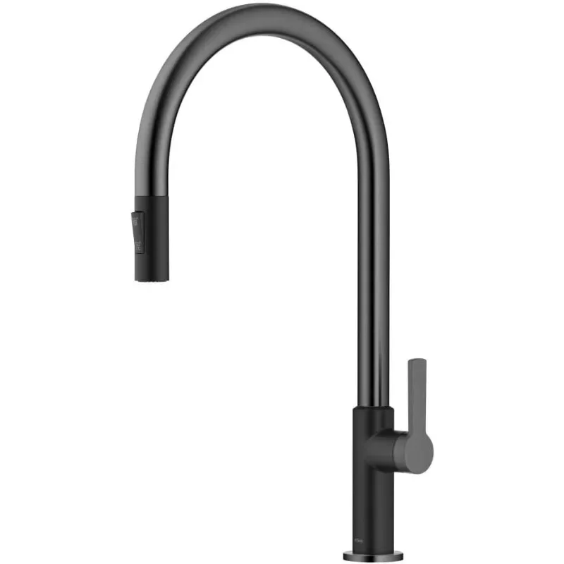 

Oletto High-Arc Single Handle Pull-Down Kitchen Faucet in Matte Black/Spot Free Black Stainless Steel