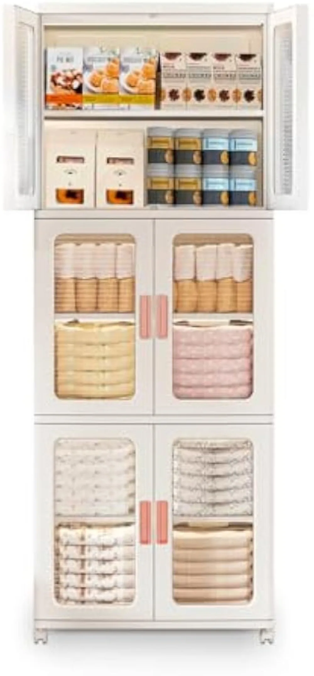 

Storage Bins with Lids and Doors Storage Cabinet with Wheels Plastic Stackable Pantry Cabinet Cupboard Closet Collapsible