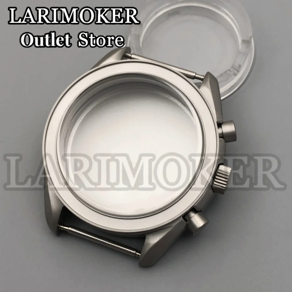 LARIMOKER 40mm Silver Titanium Watch Case Sapphire Glass fit VK63 VK64 movement Stainless Steel Bezel Watch Accessories set