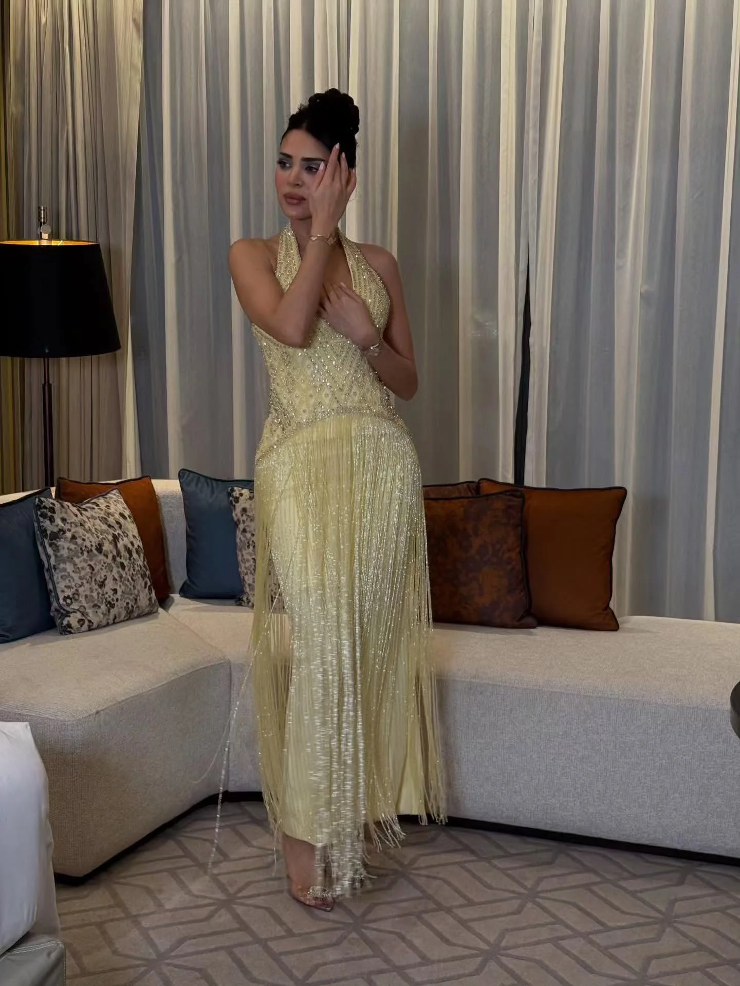 Vestidos de Noche Personalizados con Cuello Halter sin Mangas para Mujer, Elegantes Vestidos de Gala para Eventos Formales, Vestidos para Bodas Mujer Invitada