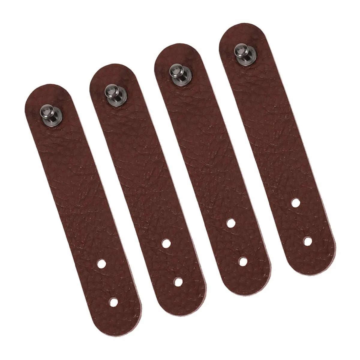 

4pcs Cord Headphone Organizer Wrap Winder Handmade Cable Strap Usb Holder Earbud Case Wire Management Brown