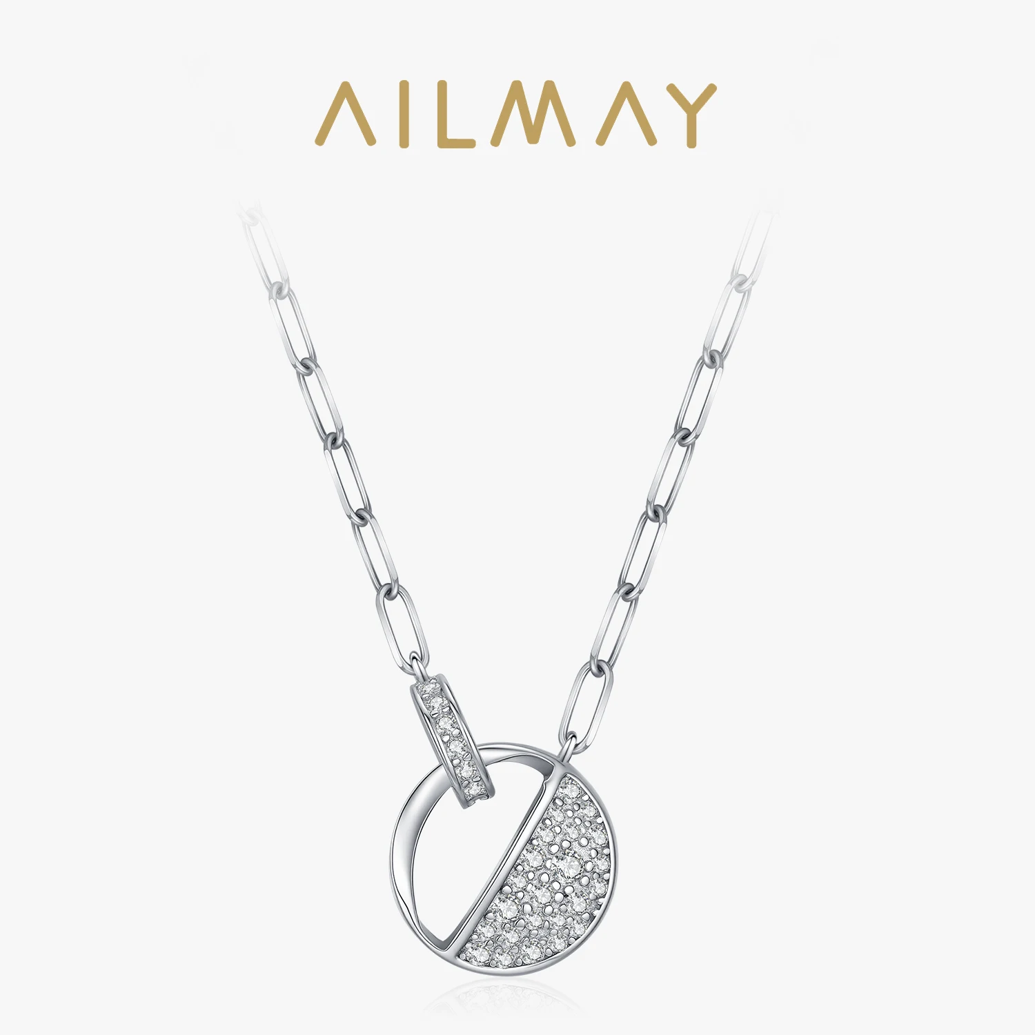 

Серебряный кулон Ailmay 925 пробы с геометрическим круглым дизайном, изысканное украшение, подарок на день рождения для женщин.