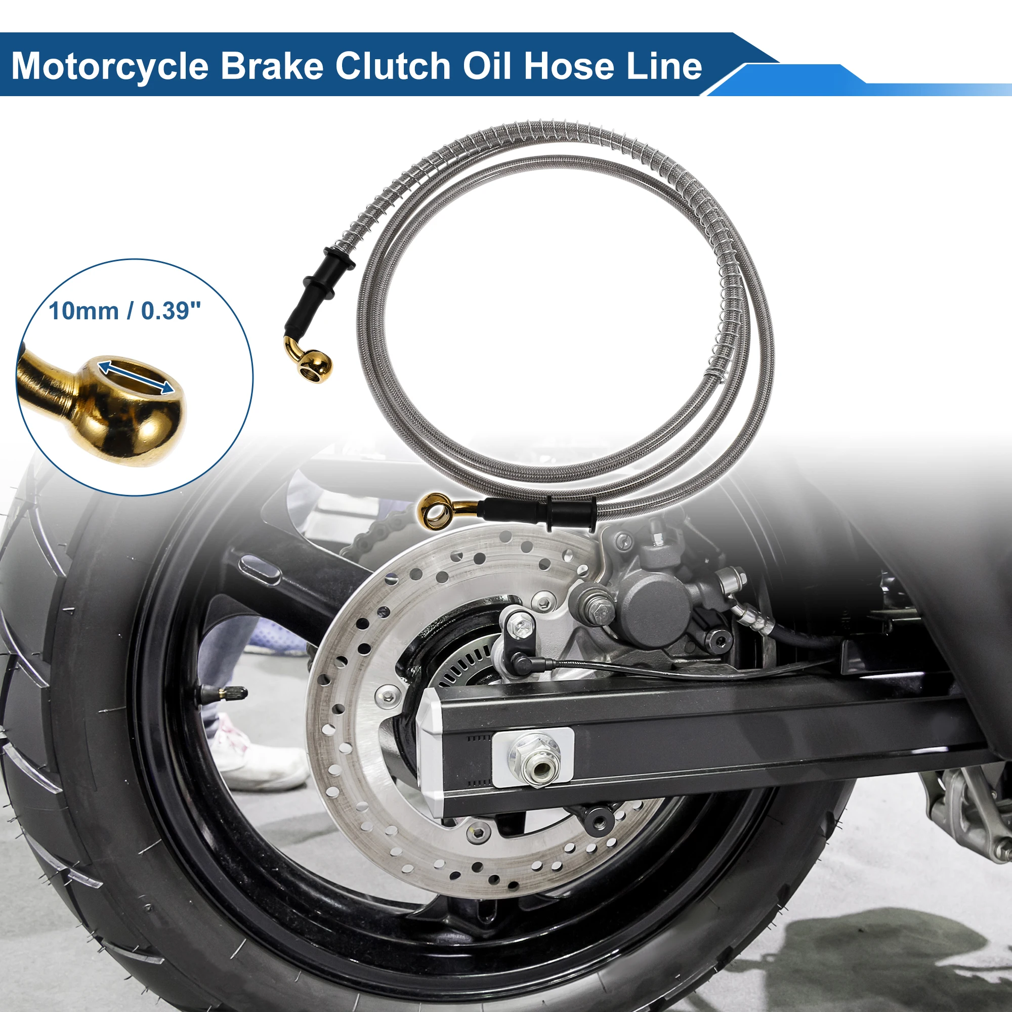Motoforti 170cm Motorcycle Brake Clutch Oil Hose Line Silver Tone