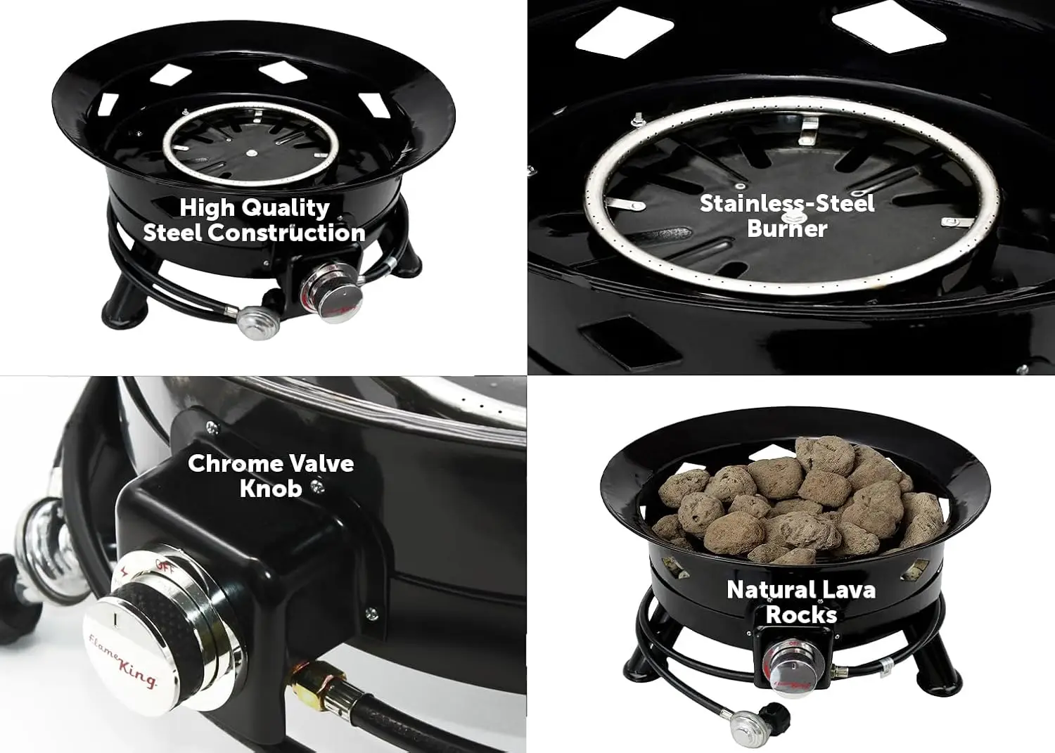 Portable 24-inch Propane Fire Pit for RV, Camping & Outdoor Living, Smokeless with Self Igniter, Cover & Carry Straps