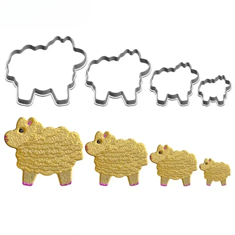 Four Specifications Cartoon Animal Golden Big Sheep,Plastic Mold,Cake Fondant Tools,Cookie Sushi and Fruits Cutters